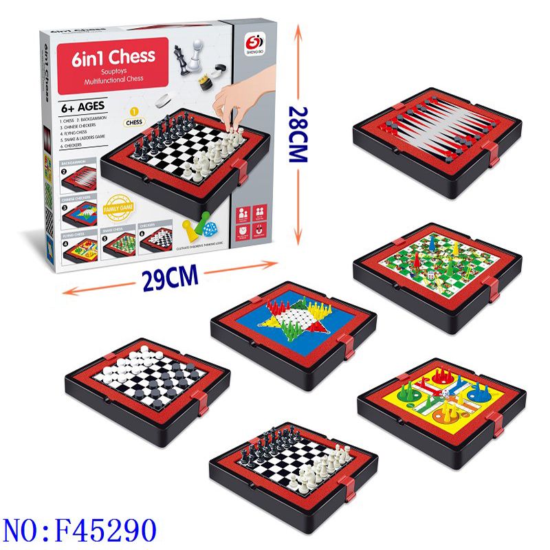 六合一棋盘文体用品益智玩具英文包装家庭室内游戏娱乐游戏F45290