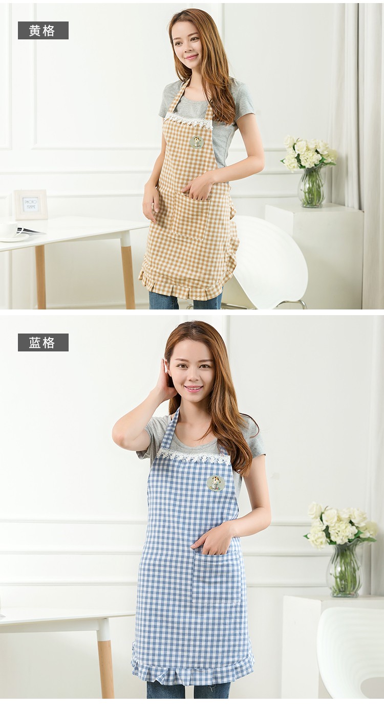 Half Apron Korean Mini Grid Household Kitchen Apron Waterproof And Oil-Proof Work Clothes undefined