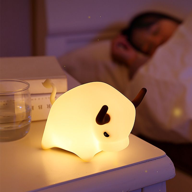 New national trend creative little cow night light, zodiac silicone timed feeding, wake-up and sleep companion, birthday gift led timed dimming light details Picture