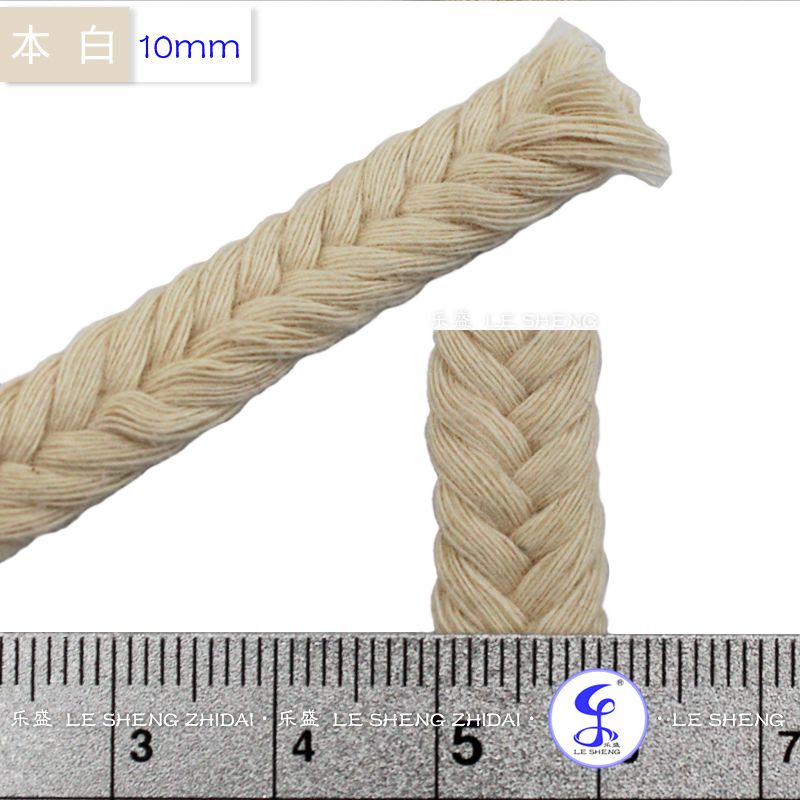 辫子绳10mm 手工艺绳/本白色/黑色/交叉编织扁型21支环保纯棉绳详情图5