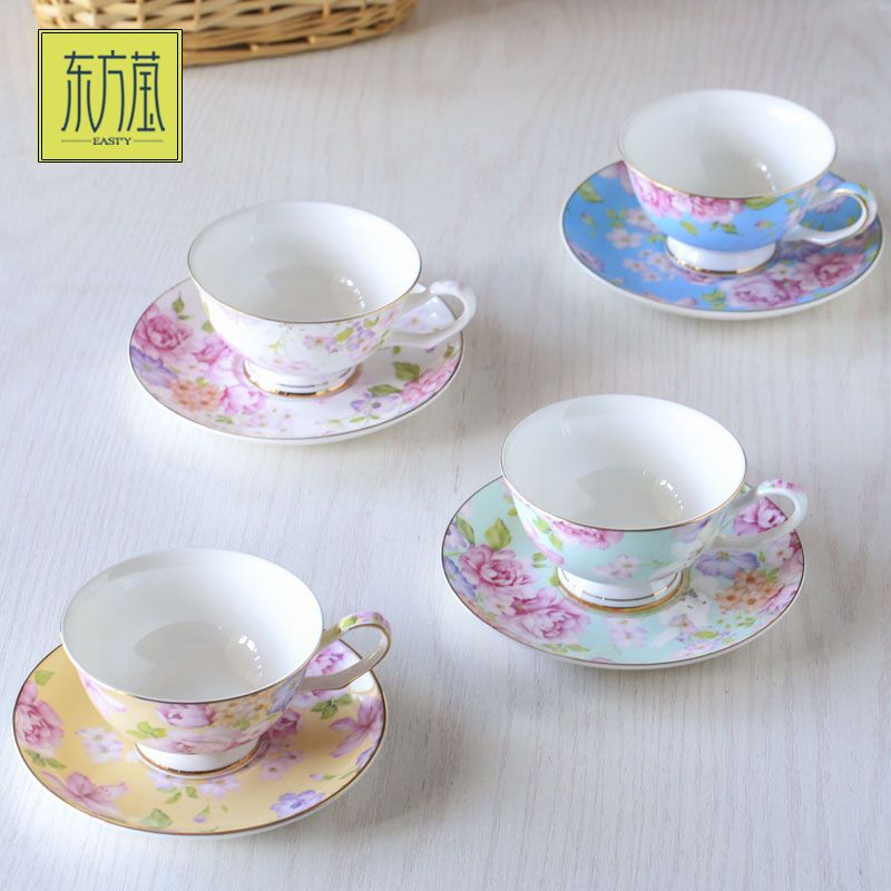 Foreign trade ceramic bone China coffee cups and saucers, high-end gifts from Dongfangying, early summer tea cups, porcelain, ceramic water sets, afternoon tea flower tea cups, black tea, country style, European style Item Picture