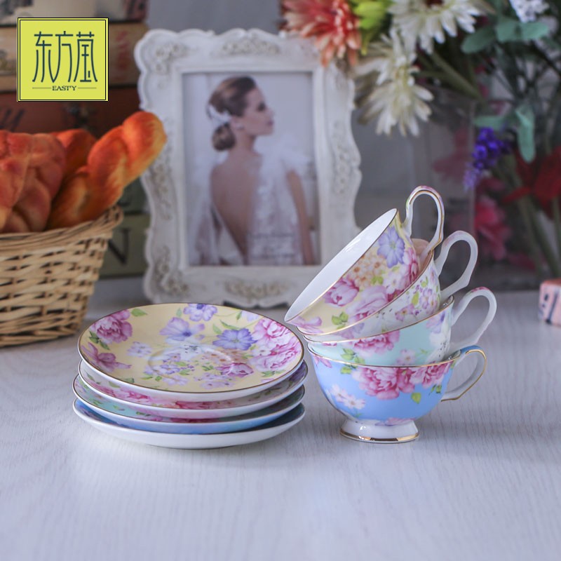 Foreign trade ceramic bone China coffee cups and saucers, high-end gifts from Dongfangying, early summer tea cups, porcelain, ceramic water sets, afternoon tea flower tea cups, black tea, country style, European style detail image 9