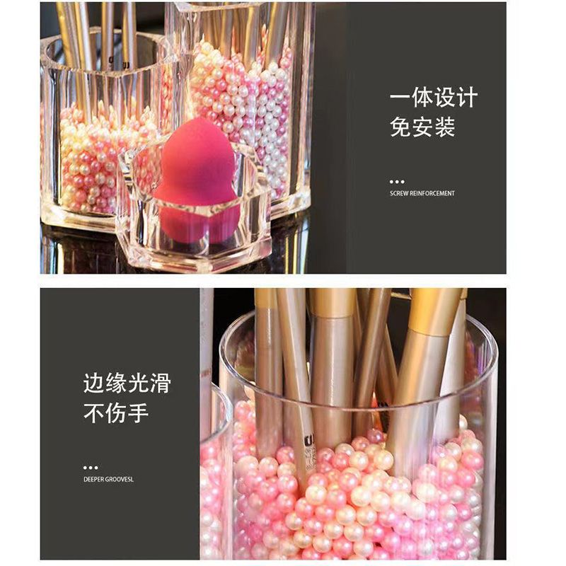 Transparent desktop makeup brush, cosmetics comb, lipstick storage box, eyeliner pen, makeup eyebrow pencil, makeup brush box storage rack Application Scenario
