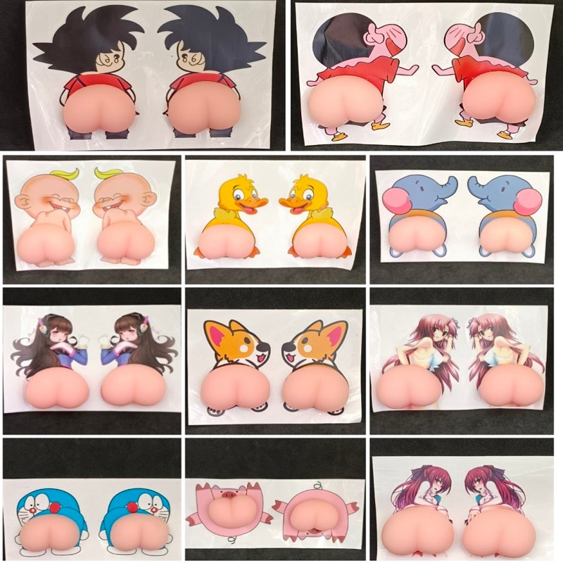 蜡笔小新车门防撞贴可爱屁屁汽车防刮蹭擦卡通屁屁门边保护防护贴详情图1