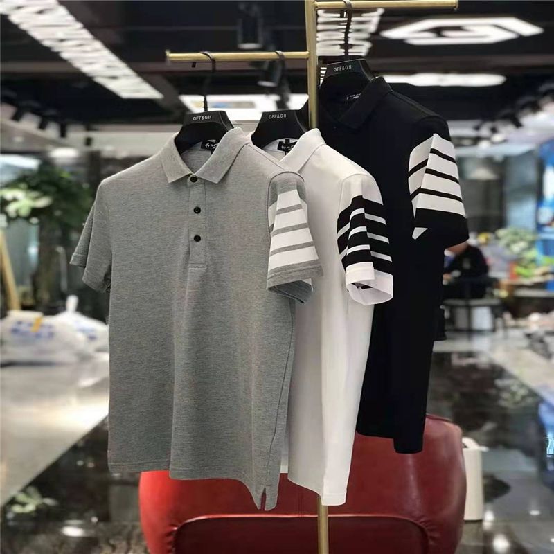 Bm European Vintage American Big-Name T-Shirt Men's High-End Short-Sleeved 2021 New Fashion Brand All-Match Striped Print Summer 3