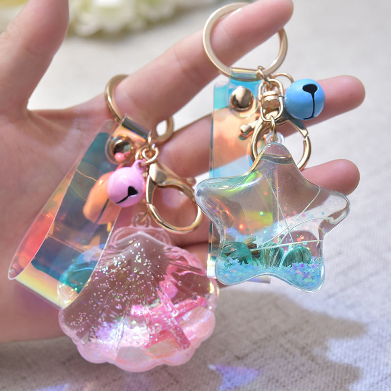 Acrylic water drop plus string keychain series mixed 34