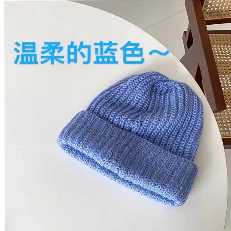 日系堆堆帽显脸小秋冬季百搭vintage毛线帽保暖护耳oversize