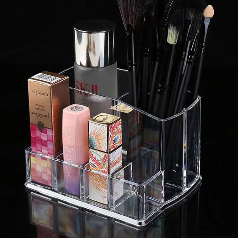 Transparent makeup brush storage bucket, desktop box, lip gloss stand, makeup eyeliner pen, eyebrow pencil, lipstick stand, dressing table organization full figure