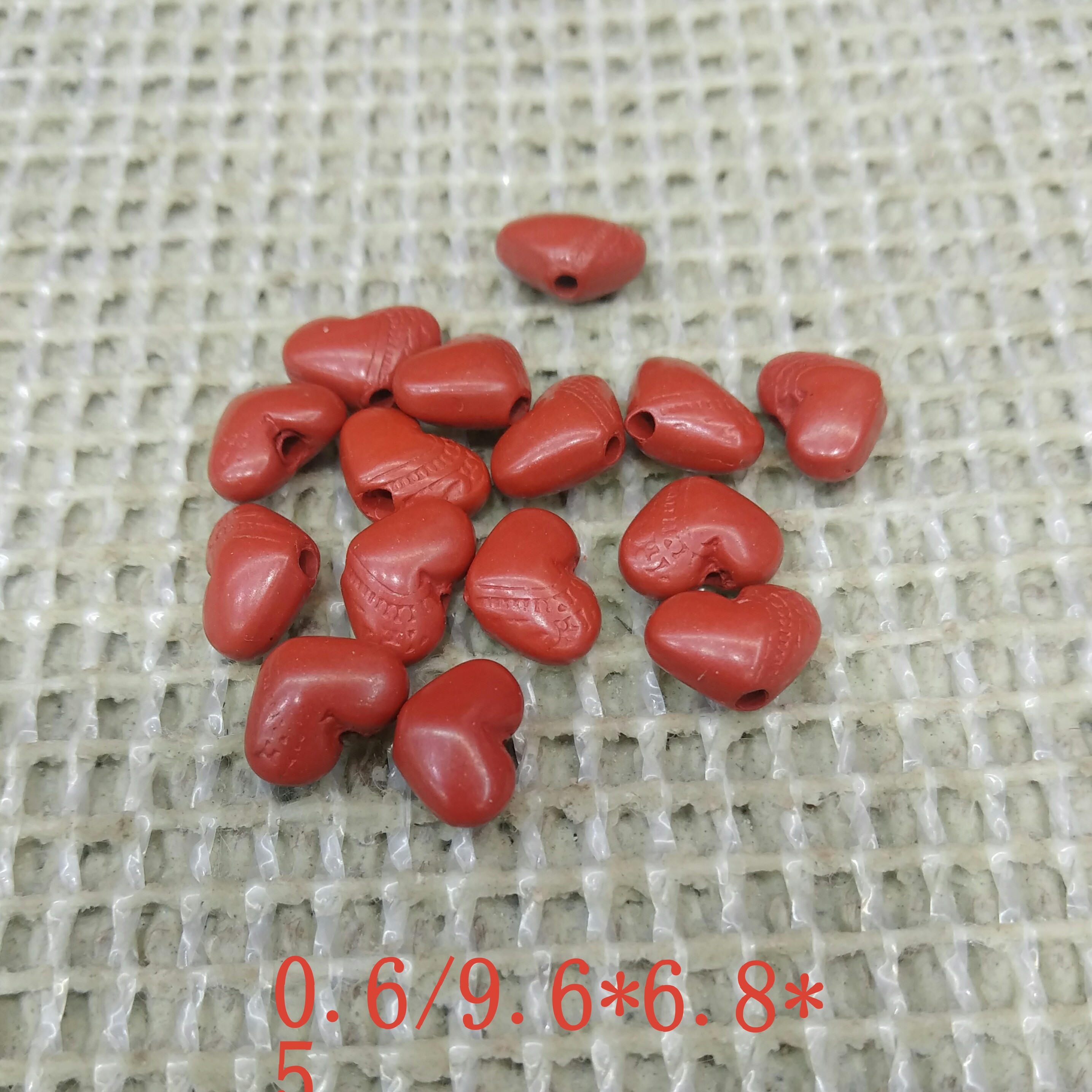 高含量朱砂半成品两面刻花桃心形珠手工diy珠子时尚之光180