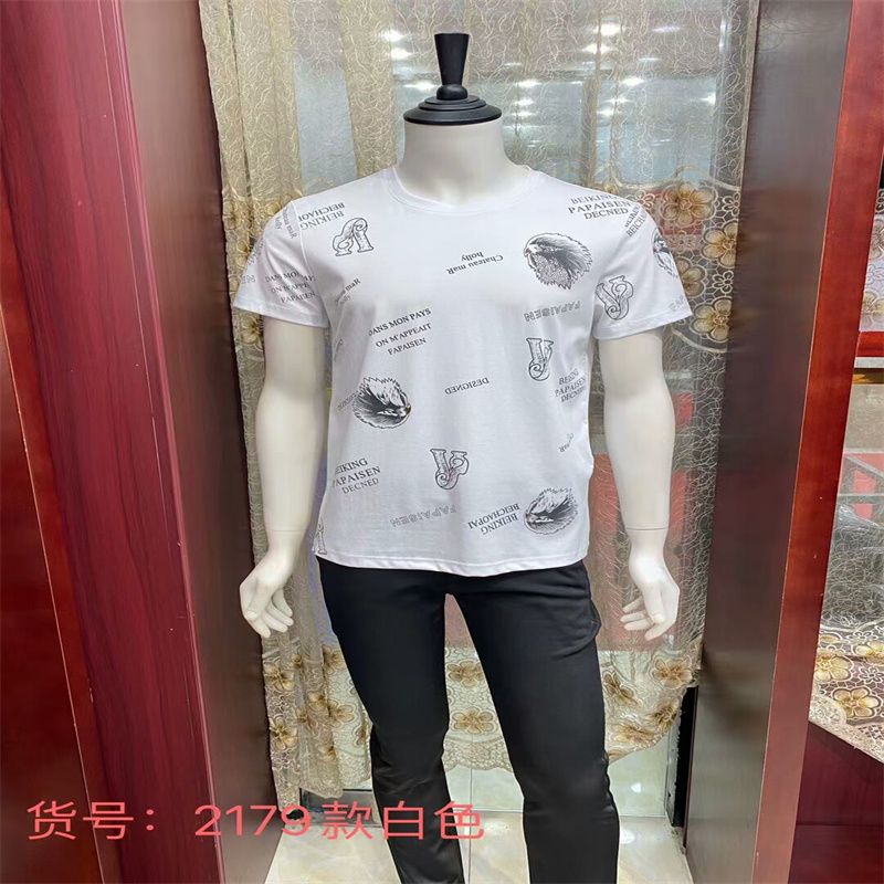 New summer men's top short sleeve T-shirt cool youth slim-fit crew-neck printed base shirt 10
