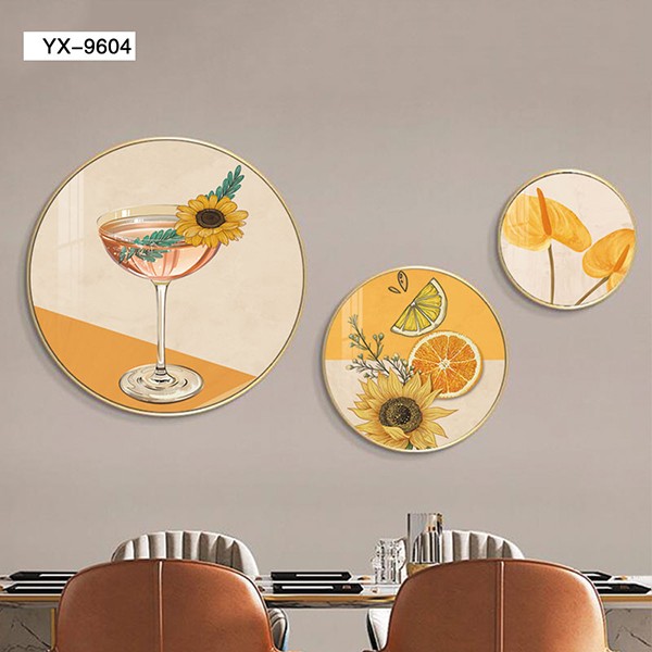 Abstract creative circular combination mural for light luxury restaurant decoration, modern and simple dining room table background wall hanging painting detail image 2