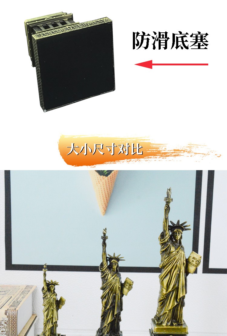 旅游纪念品SOUVENIR锌合金工艺品纽约自由女神模型摆件居家装饰品多色可选详情6