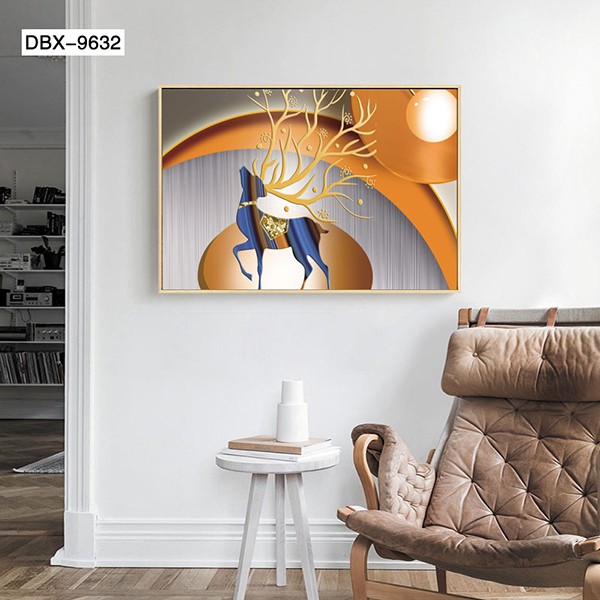 热销现代轻奢装饰画饭店餐厅画电闸开关电表箱装饰画书房发财鹿羽毛挂画详情7