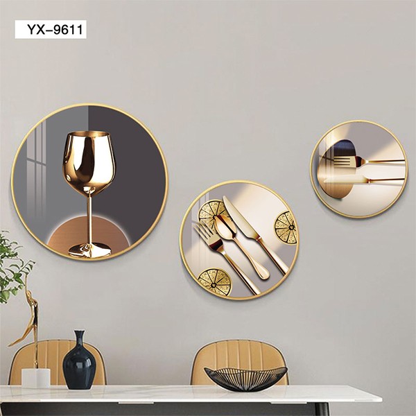 Abstract creative circular combination mural for light luxury restaurant decoration, modern and simple dining room table background wall hanging painting detail image 8