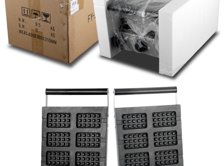 Square waffle oven FE-2270 2271 six-compartment waffle equipment, pancake machine, hot baking machine, Nanqiao waffle detail image 17
