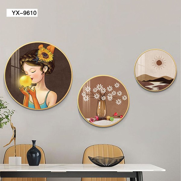 Abstract creative circular combination mural for light luxury restaurant decoration, modern and simple dining room table background wall hanging painting detail image 4