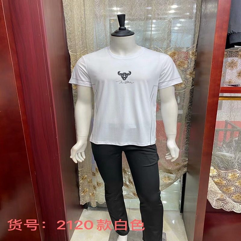 New summer men's top short sleeve T-shirt cool youth slim-fit crew-neck printed base shirt 4