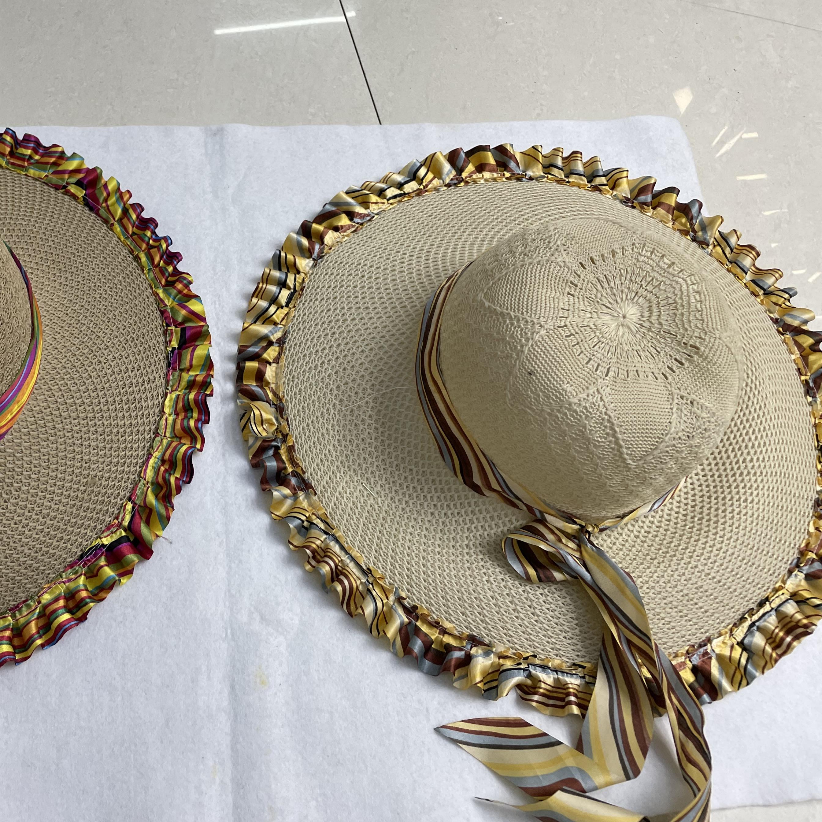 Women's Hat Fashion Outdoor Sunshade Beach Leisure Sewing Ribbon Bag Edge Five-Star Big Hat details Picture