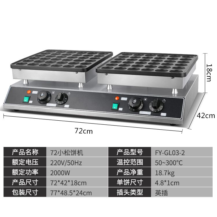 Horno de gofre comercial 72 hoyos muffins máquina FY-GL03-2 waffle dorayaki doble cabeza muffins máquina details Picture
