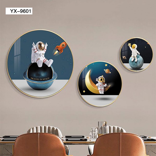 Abstract creative circular combination mural for light luxury restaurant decoration, modern and simple dining room table background wall hanging painting detail image 1