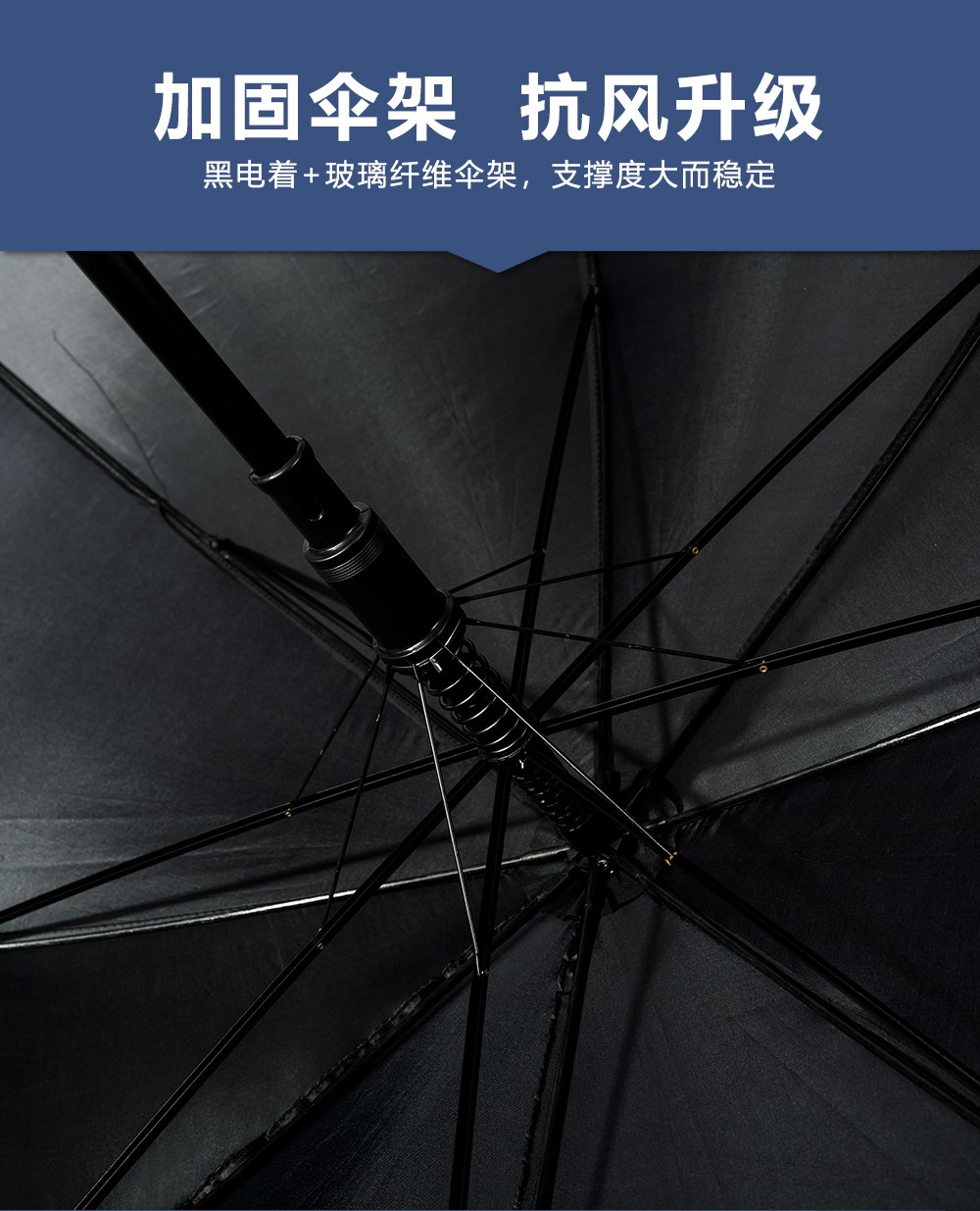 1123B长柄高尔夫雨伞直柄伞外贸跑量纯黑色商务雨伞伞umbrella详情7