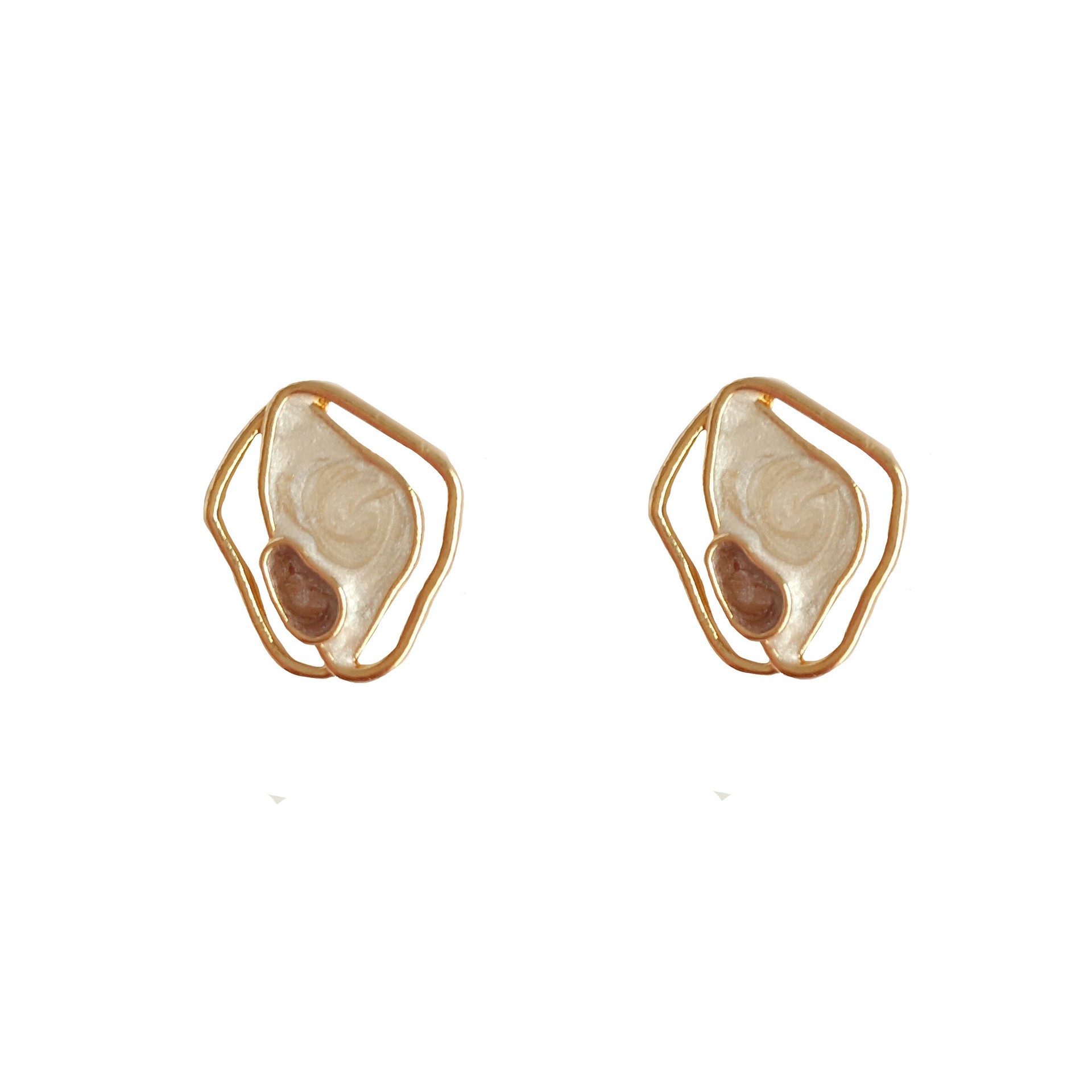 European and American fashionable alloy oil-dripping geometric lady's cool and light luxury stud earrings detail image 1