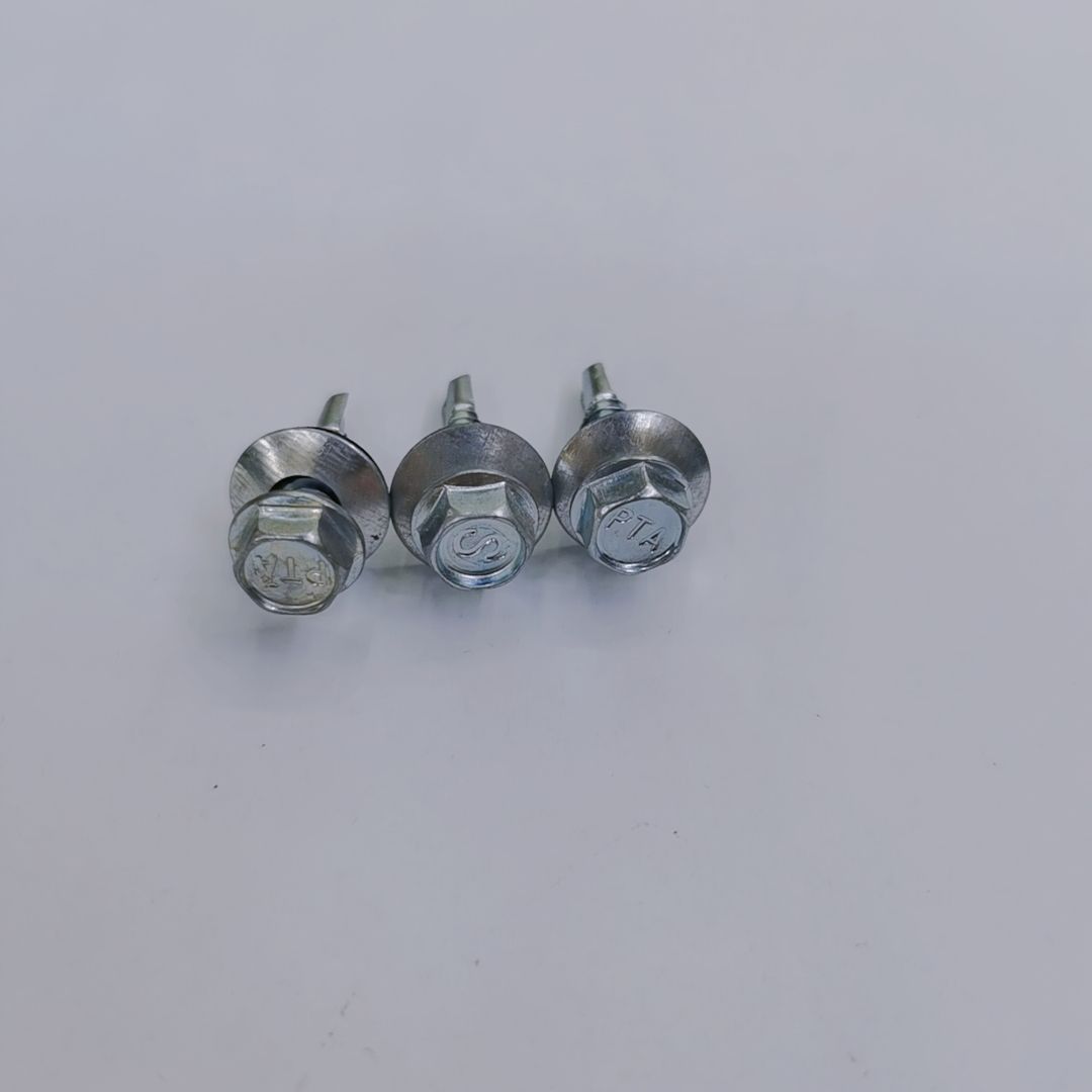 六角带垫钻尾钉兰白锌5.5*75