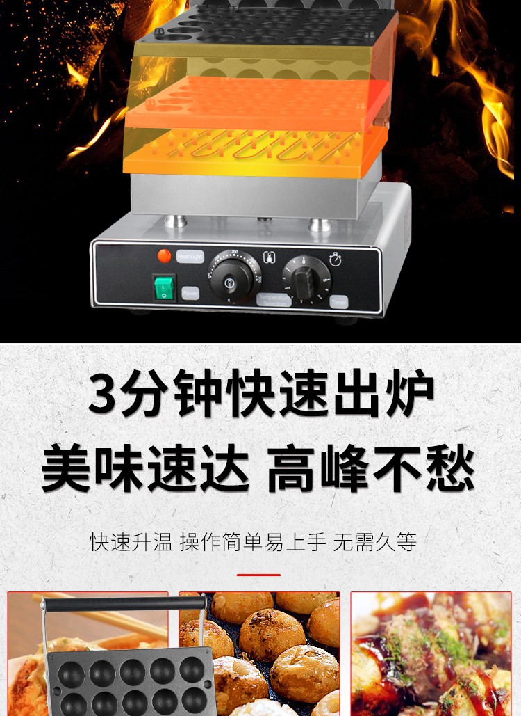 Commercial 25-hole takoyaki machine FY-2247, Japanese takoyaki snack equipment, takoyaki detail image 12