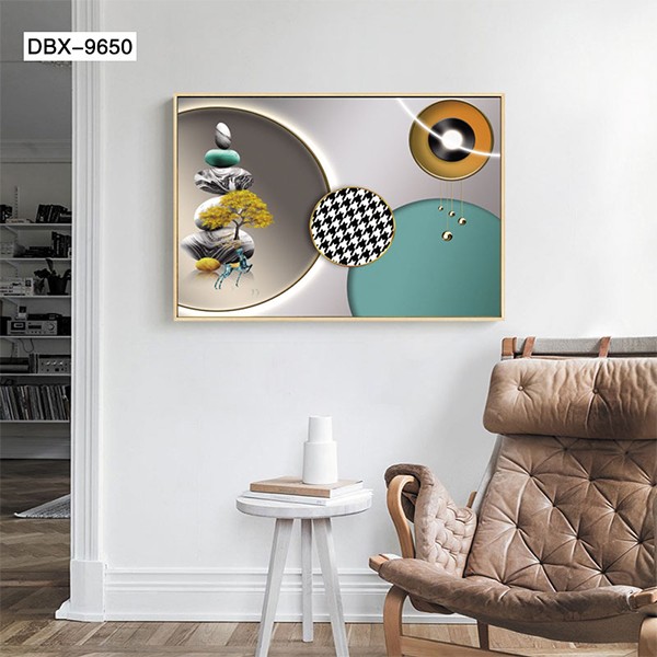 热销现代轻奢装饰画饭店餐厅画电闸开关电表箱装饰画书房发财鹿羽毛挂画详情8