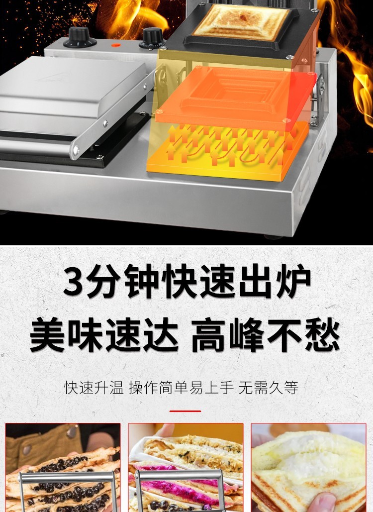 商用双头三明治机FY-008商用土司三文治机早餐机面包机香酥鸡详情图7