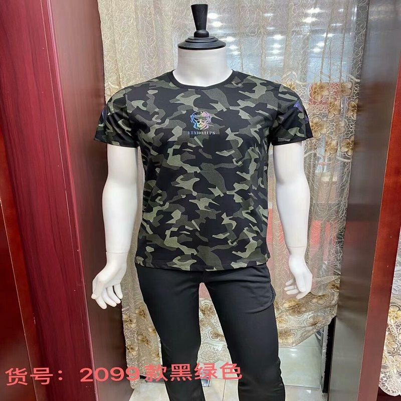 New summer men's top short sleeve T-shirt cool youth cotton round neck loose size new top 10