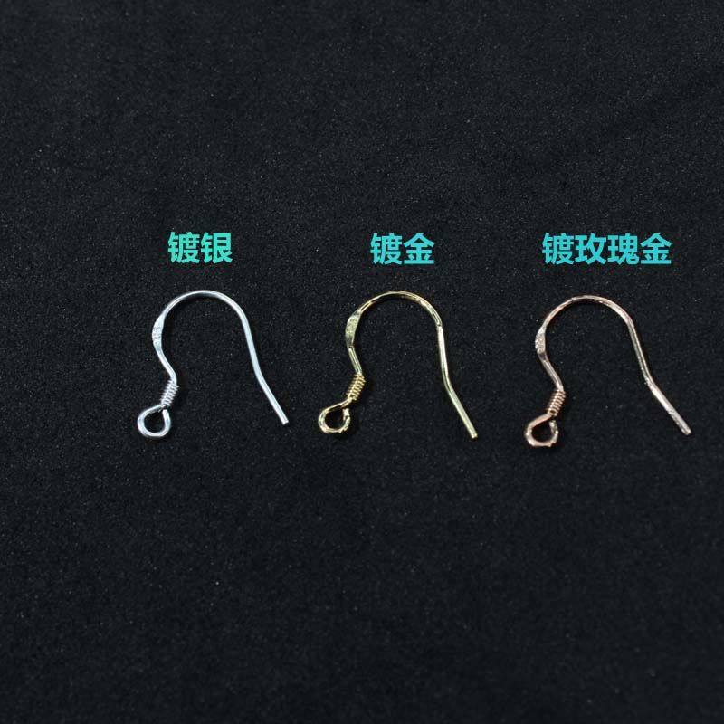 S925白铜耳钩饰品大众款DIY 韩版弹簧扁线带珠耳环耳饰配件批发