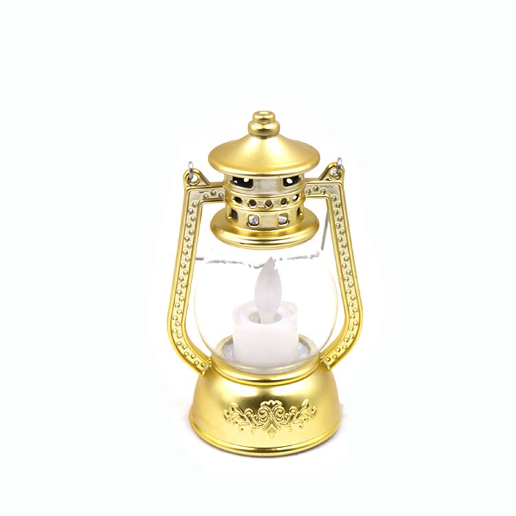 LED发光蜡烛煤油灯 闪光单蜡手提发光灯座 节庆用品 刷金刷银/电镀金银白底实物图