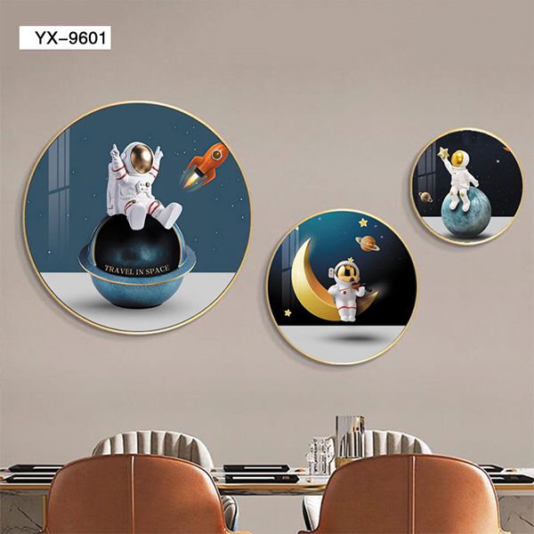 Abstract creative circular combination mural for light luxury restaurant decoration, modern and simple dining room table background wall hanging painting Application Scenario
