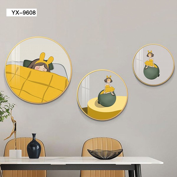 Abstract creative circular combination mural for light luxury restaurant decoration, modern and simple dining room table background wall hanging painting detail image 7