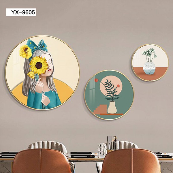 Abstract creative circular combination mural for light luxury restaurant decoration, modern and simple dining room table background wall hanging painting detail image 3