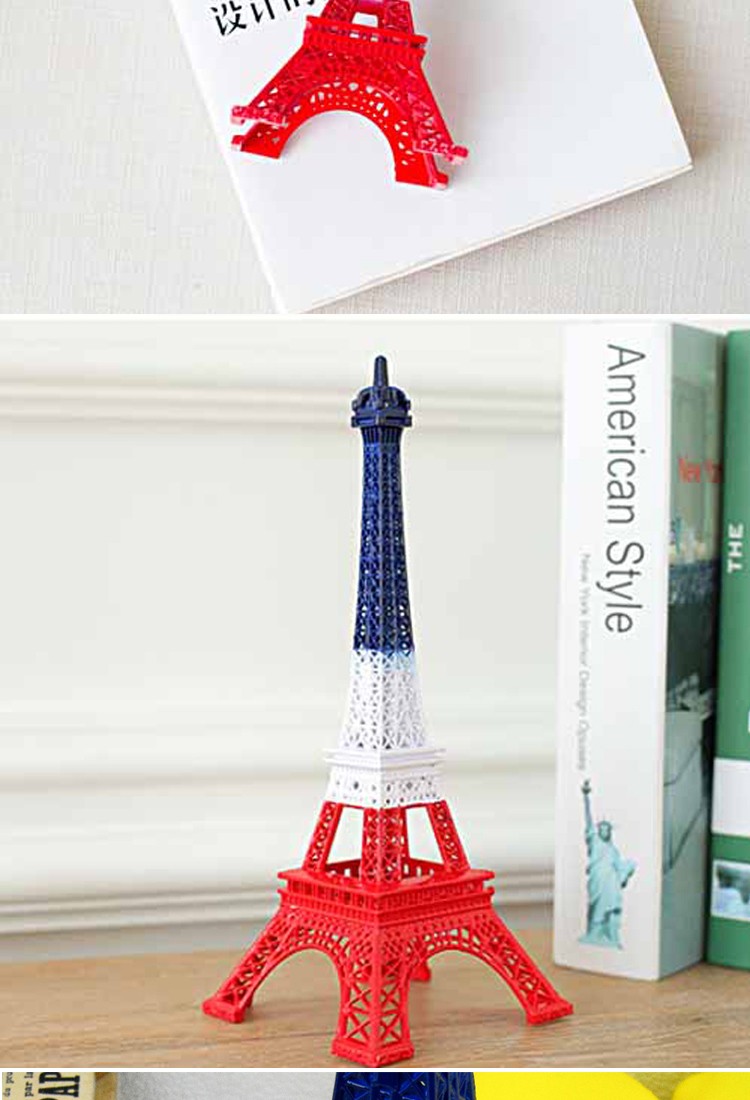 厂家直销巴黎埃菲尔铁塔模型经典蓝白红锌合金工艺品橱窗装饰详情图5