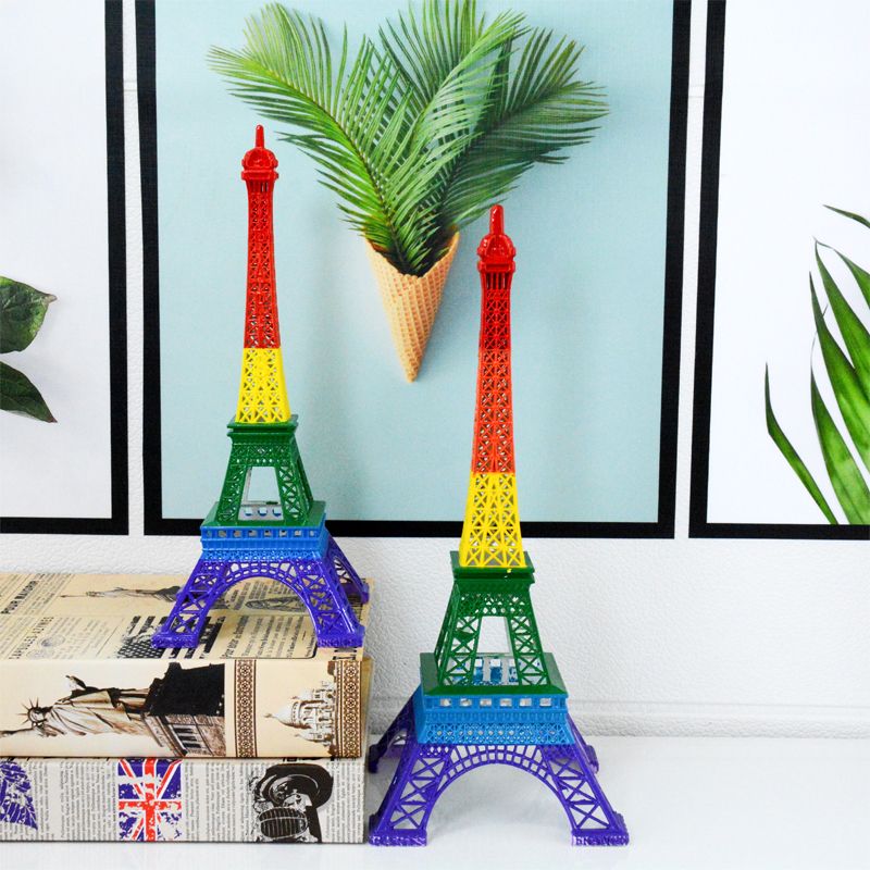 厂家直销锌合金工艺品巴黎埃菲尔铁塔摆件创意彩虹色旅游纪念品巴黎铁塔六色