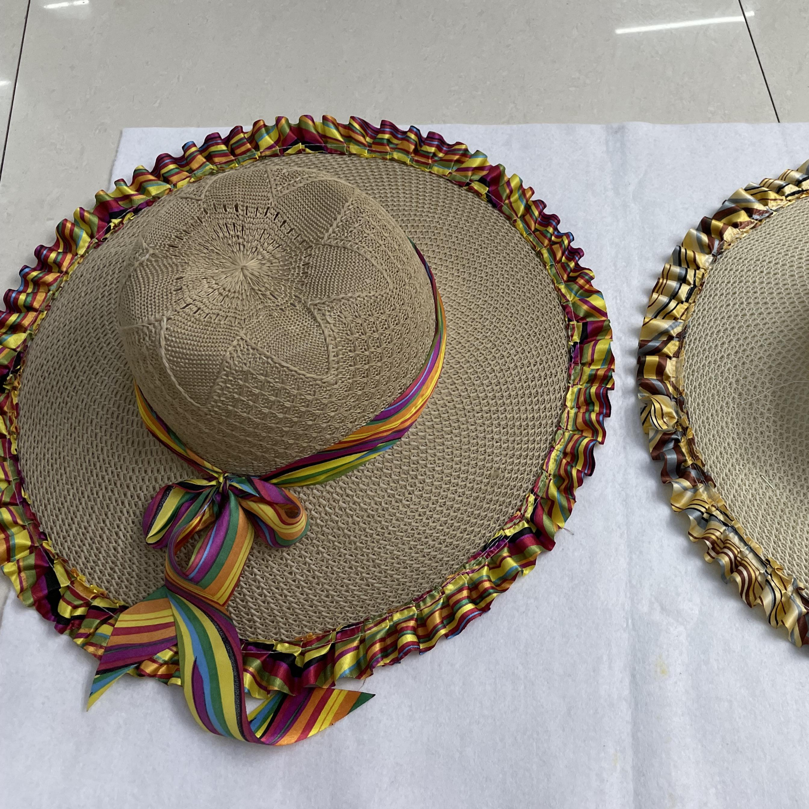 Women's Hat Fashion Outdoor Sunshade Beach Leisure Sewing Ribbon Bag Edge Five-Star Big Hat