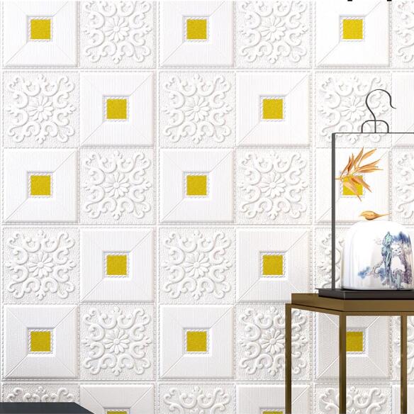 The roof is covered with self-adhesive wall stickers of 70cm*70cm, European-style wallpaper in white, gray, pink and green, which is shockproof, moisture-proof, heat-insulating and heat-preserving for the office, living room and bedroom