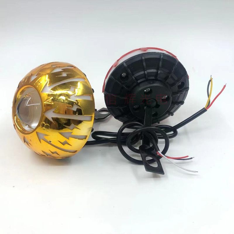Motorcycle led light Angel eye external mirror headlight wind and fire color flash beam light Devil Eye modification Specification drawing