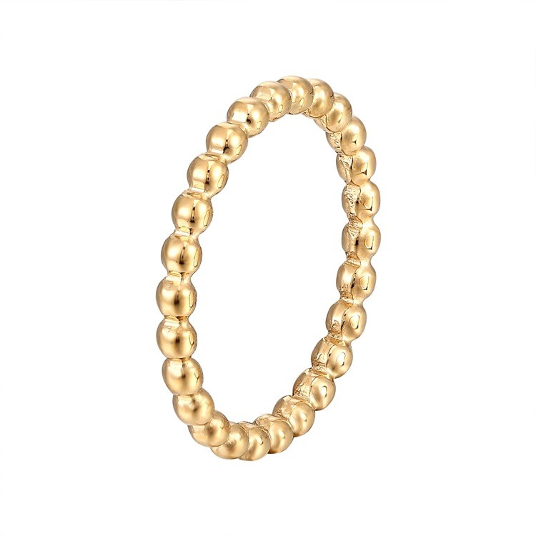 Japanese and Korean fashion accessories, small round bead water ripple titanium steel rings, Doudou rings, couple accessories, custom smooth ring pieces detail image 2
