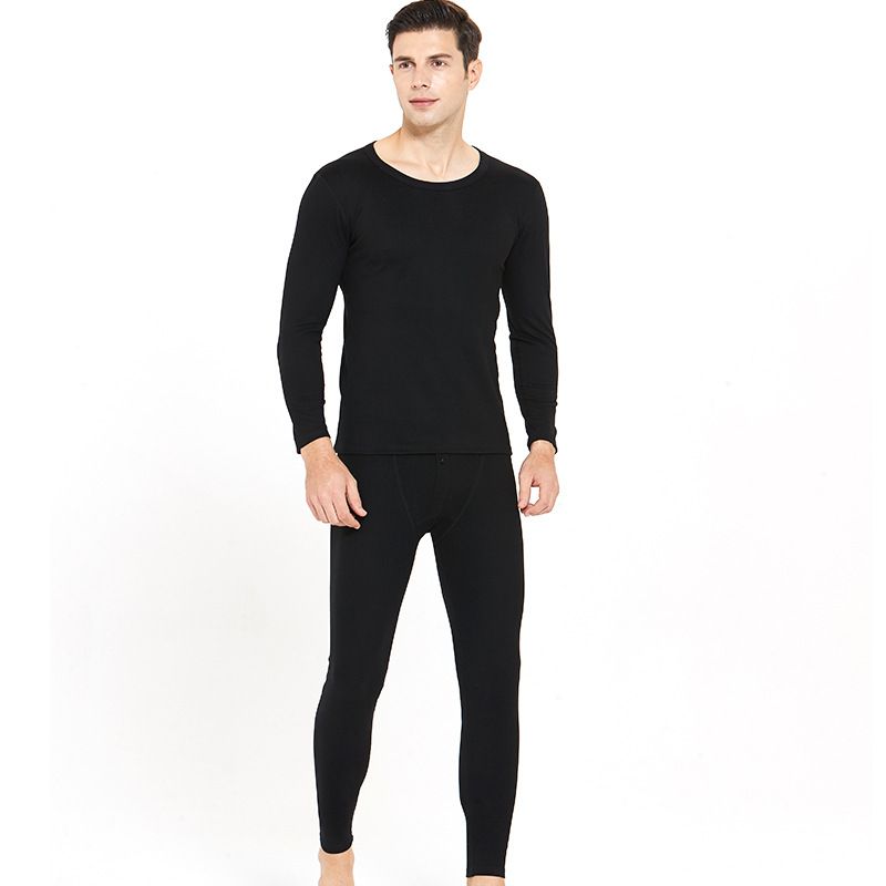 Men's Round Neck Velvet Warm Underwear Men And Women Cationic Long Johns Set Factory Direct Sales