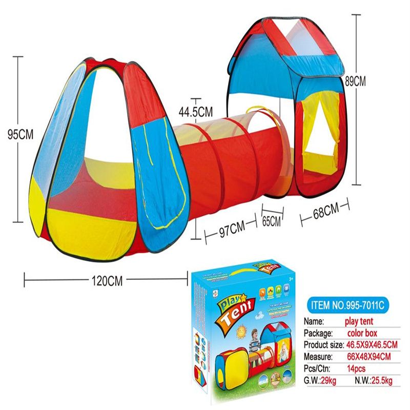 儿童帐篷三合一儿童游戏屋合体隧道爬筒帐篷995-7011C图
