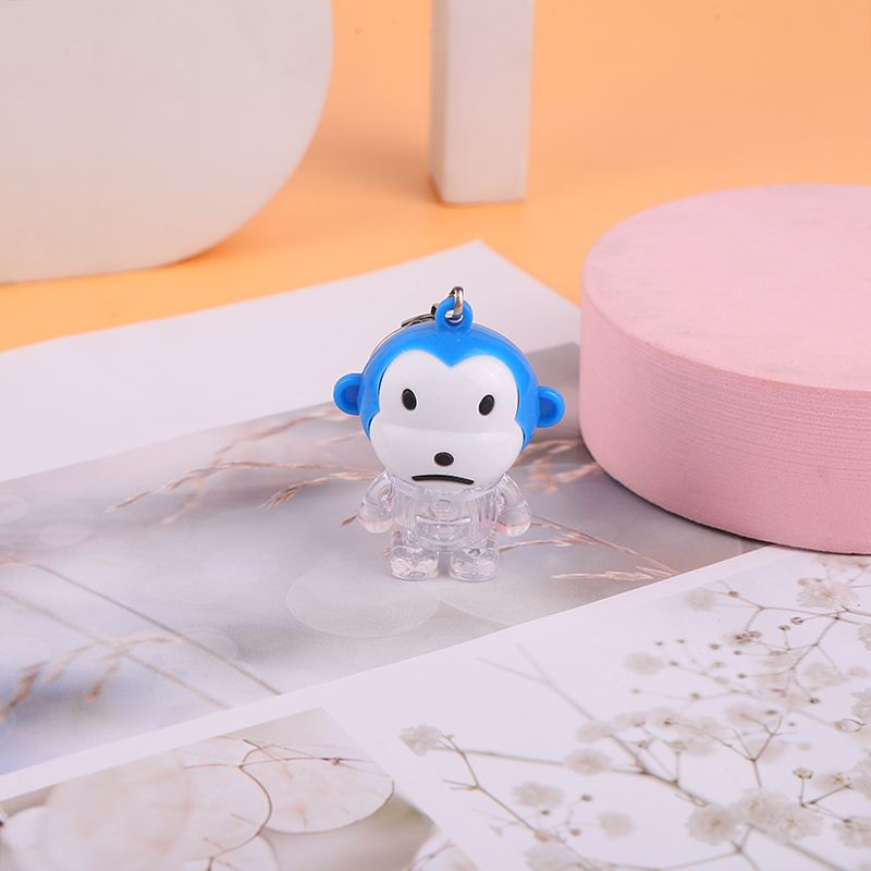 Creative summer new children's plastic toys: Glowing little monkey keychain pendant, up and down switch iron buckle chain, glowing toy, small gift, tall electronic toy 1 details Picture