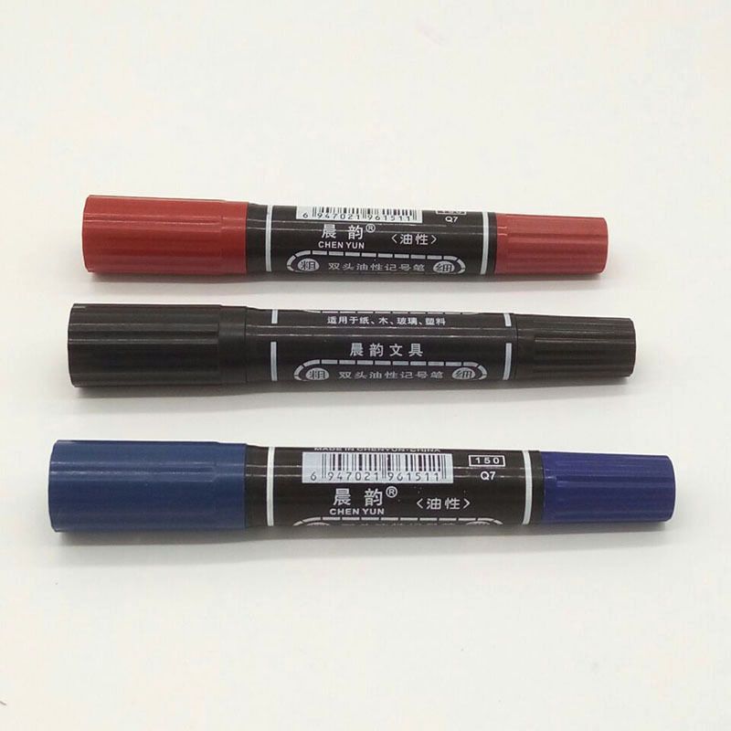 Chenyun 150 large double-headed oil-based marker pen, with one end thick and the other thin, marks pen, round tip and knife tip marker pen Specification image