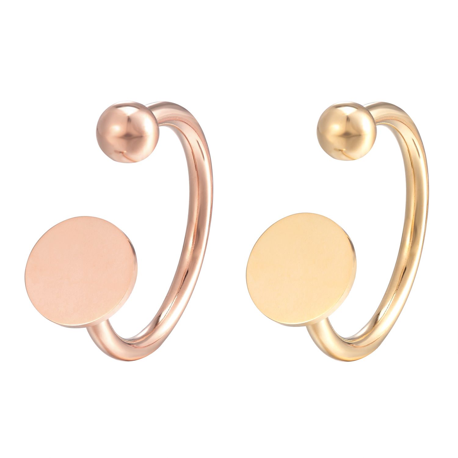 ins titanium steel round tag open ring, simple and stylish round index finger ring, Korean version design ring