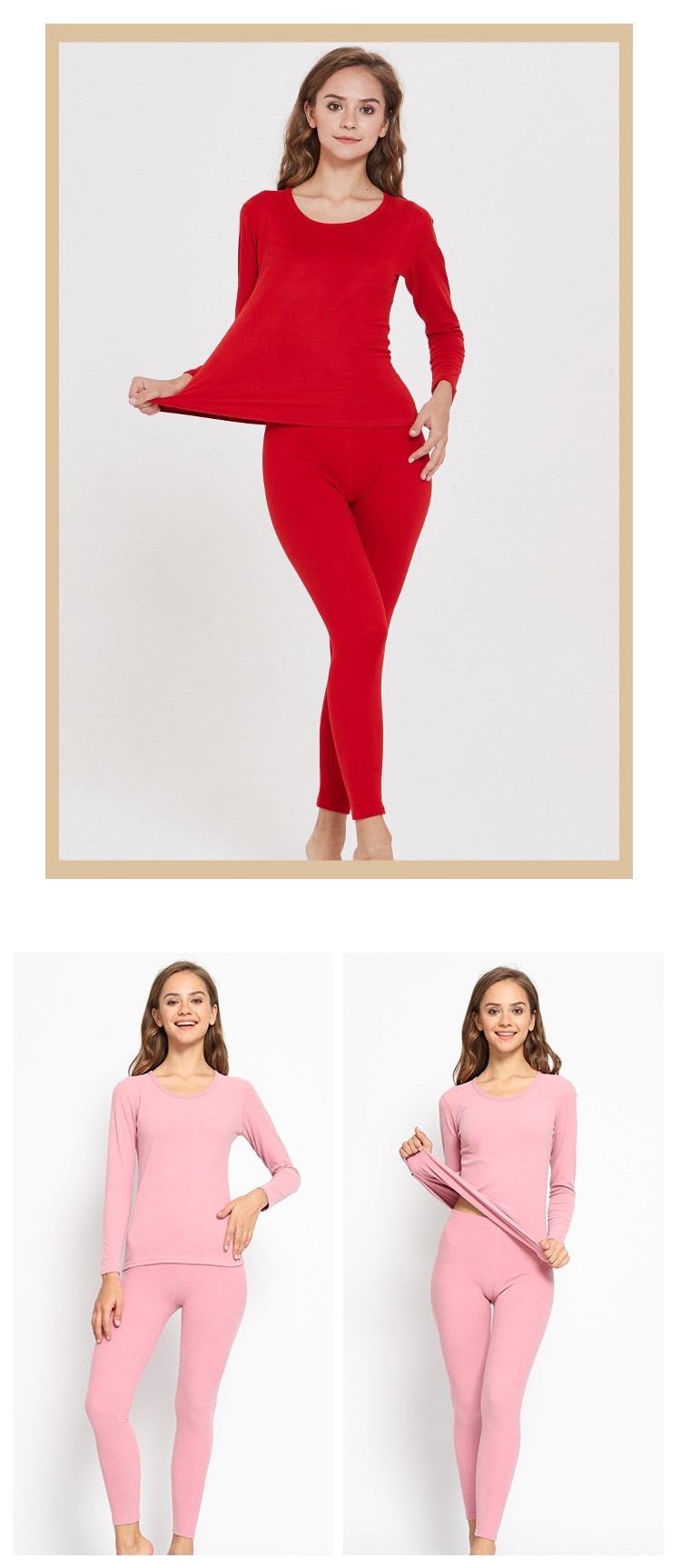 Men's Round Neck Velvet Warm Underwear Men And Women Cationic Long Johns Set Factory Direct Sales Application Scenario