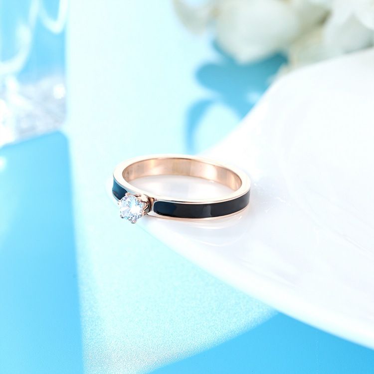Simple and elegant 6-prong diamond ring, stainless steel ring, index finger ring, jewelry ring
