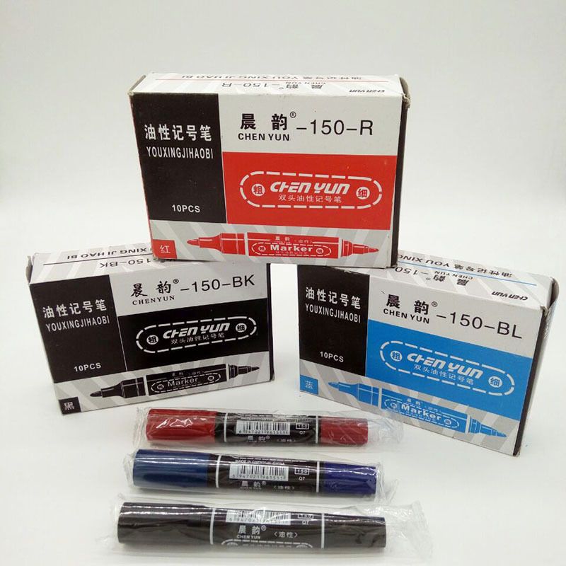 Chenyun 150 large double-headed oil-based marker pen, with one end thick and the other thin, marks pen, round tip and knife tip marker pen